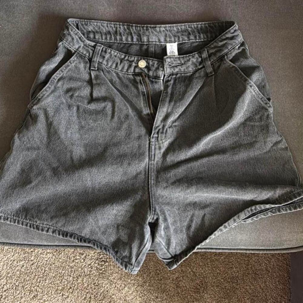 Hm black high waisted wide leg shorts